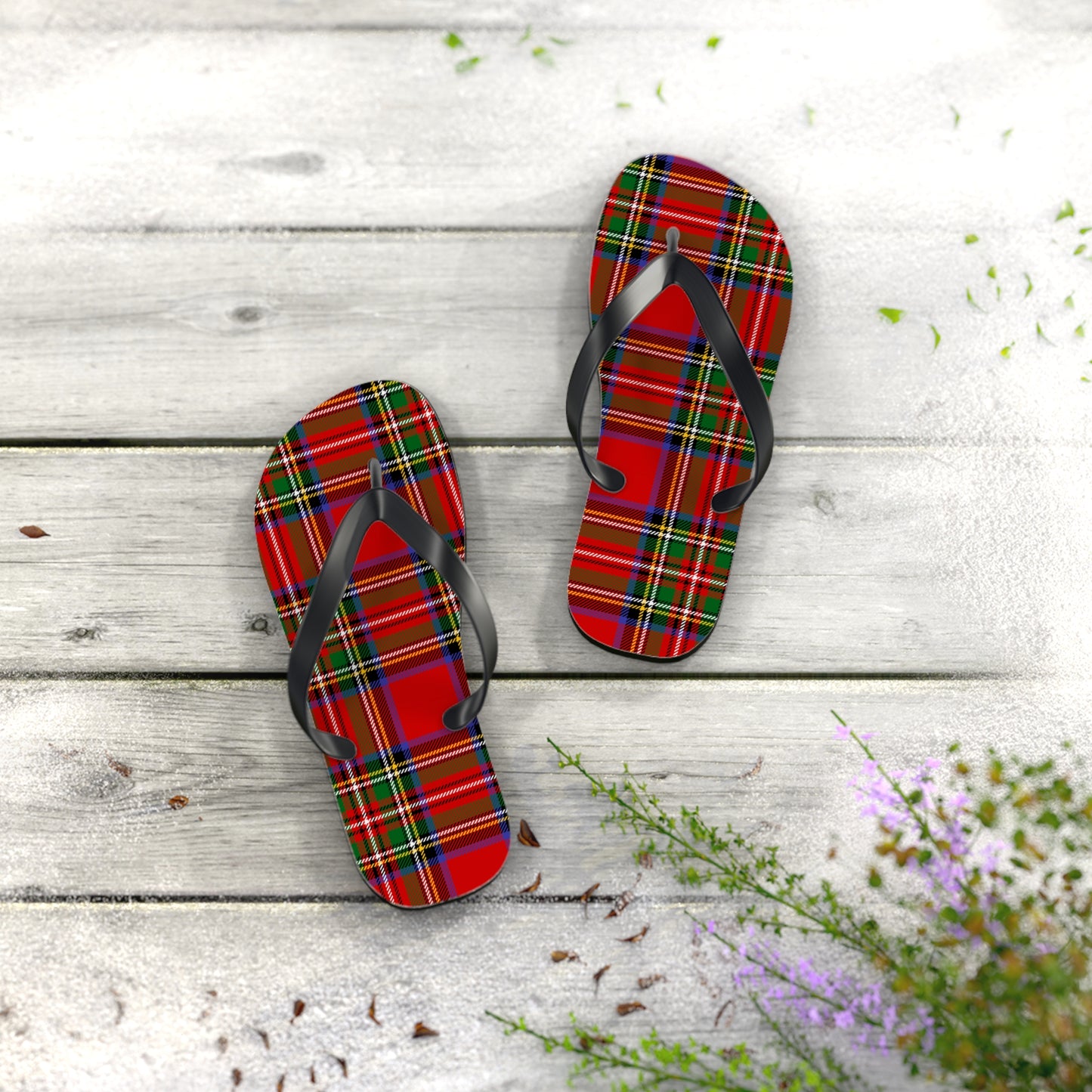 True Holiday Royal Stewart Tartan Plaid Flip Flops