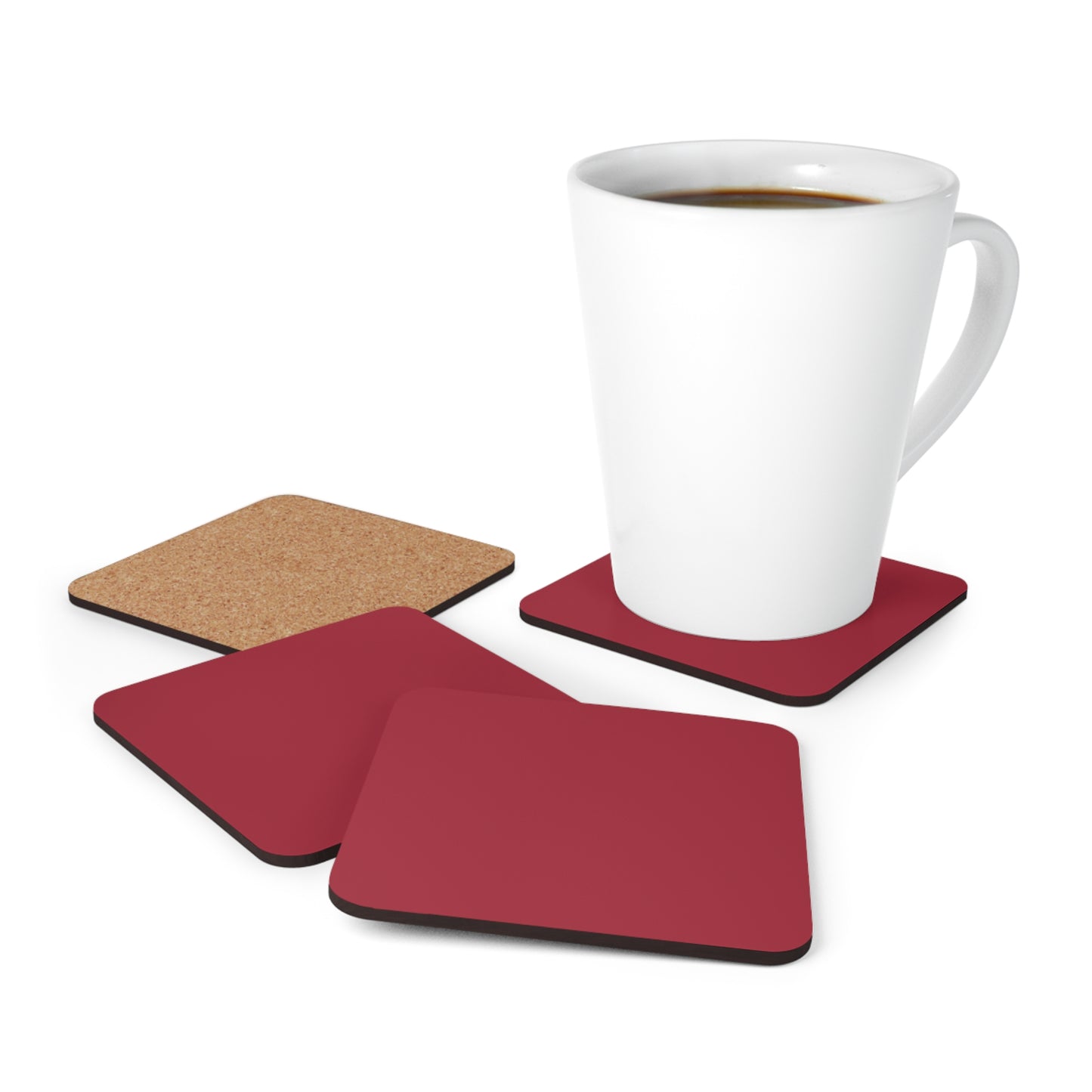True Holiday Candy Cane Red Solids Corkwood Coaster Set