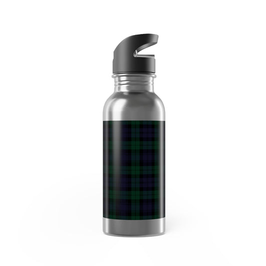 True Holiday Black Watch Tartan Plaid Stainless Steel Water Bottle With Straw, 20oz