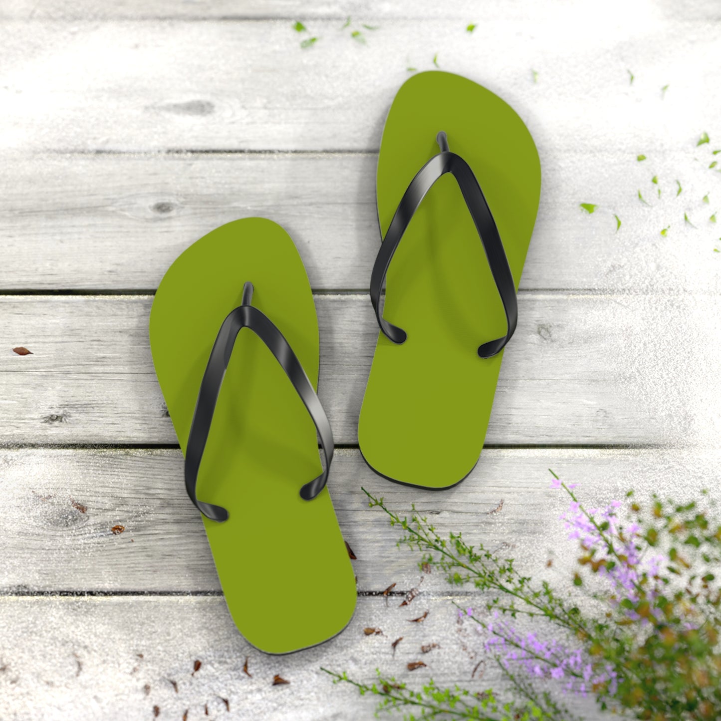 True Holiday Iguana Green Solids Flip Flops