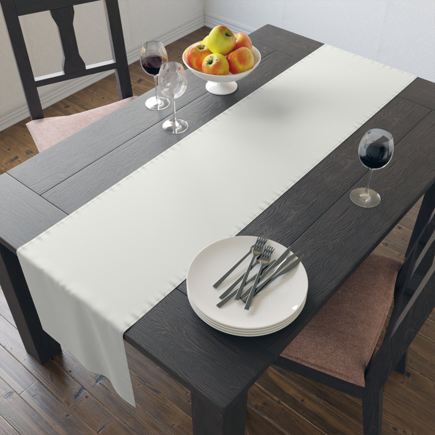 True Holiday White Heron White Solids Table Runner