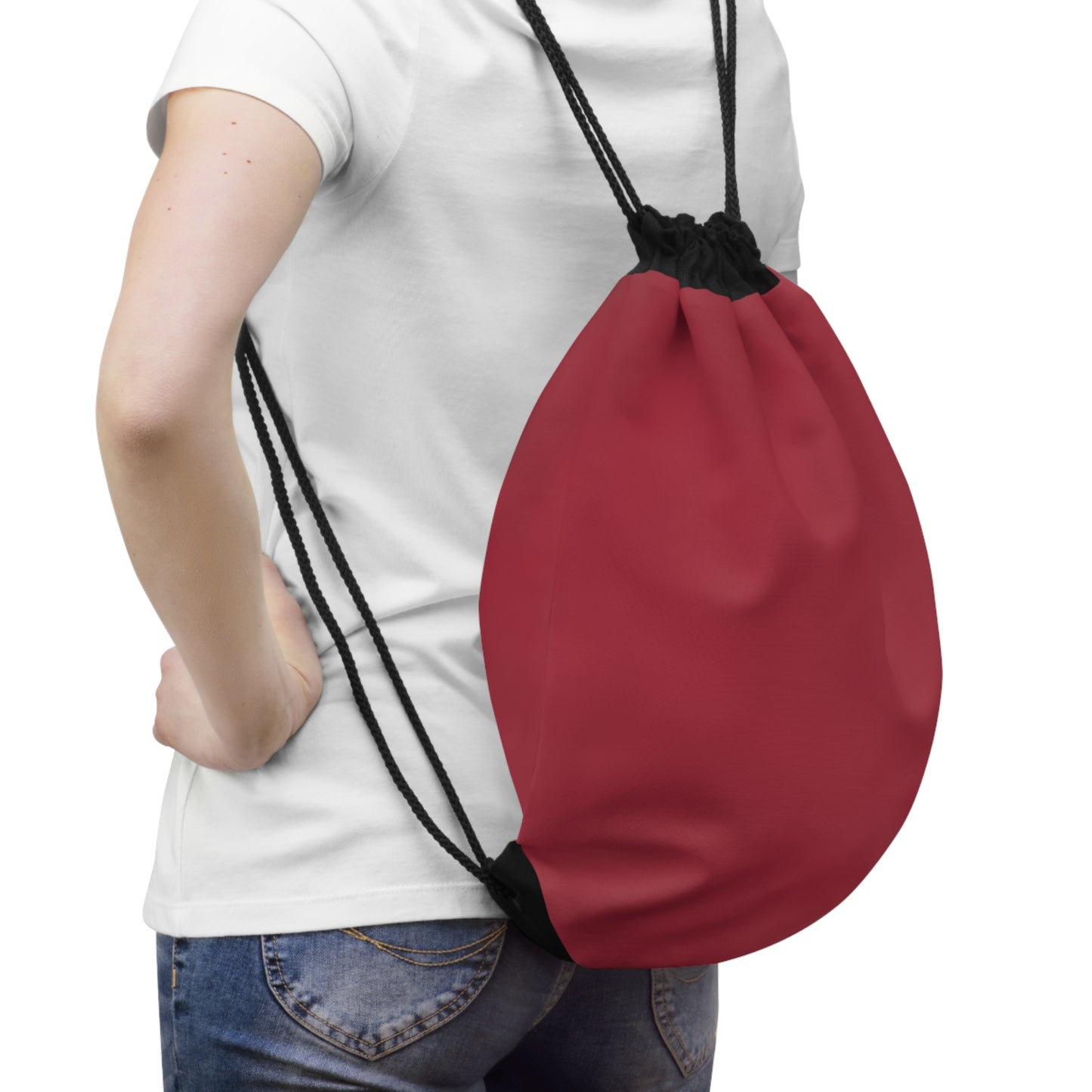 True Holiday Candy Cane Red Solids Drawstring Bag