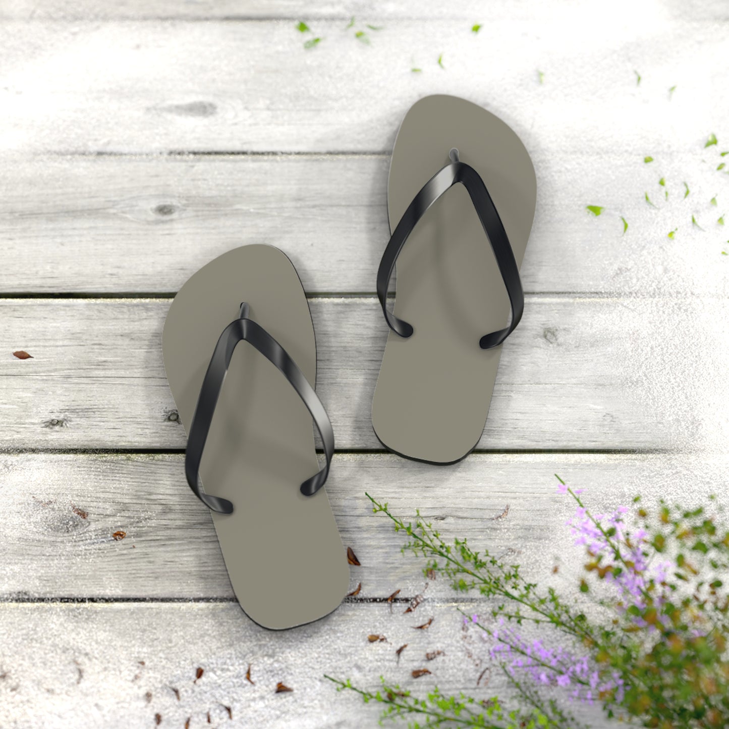 True Holiday Antique Pewter Green Solids Flip Flops