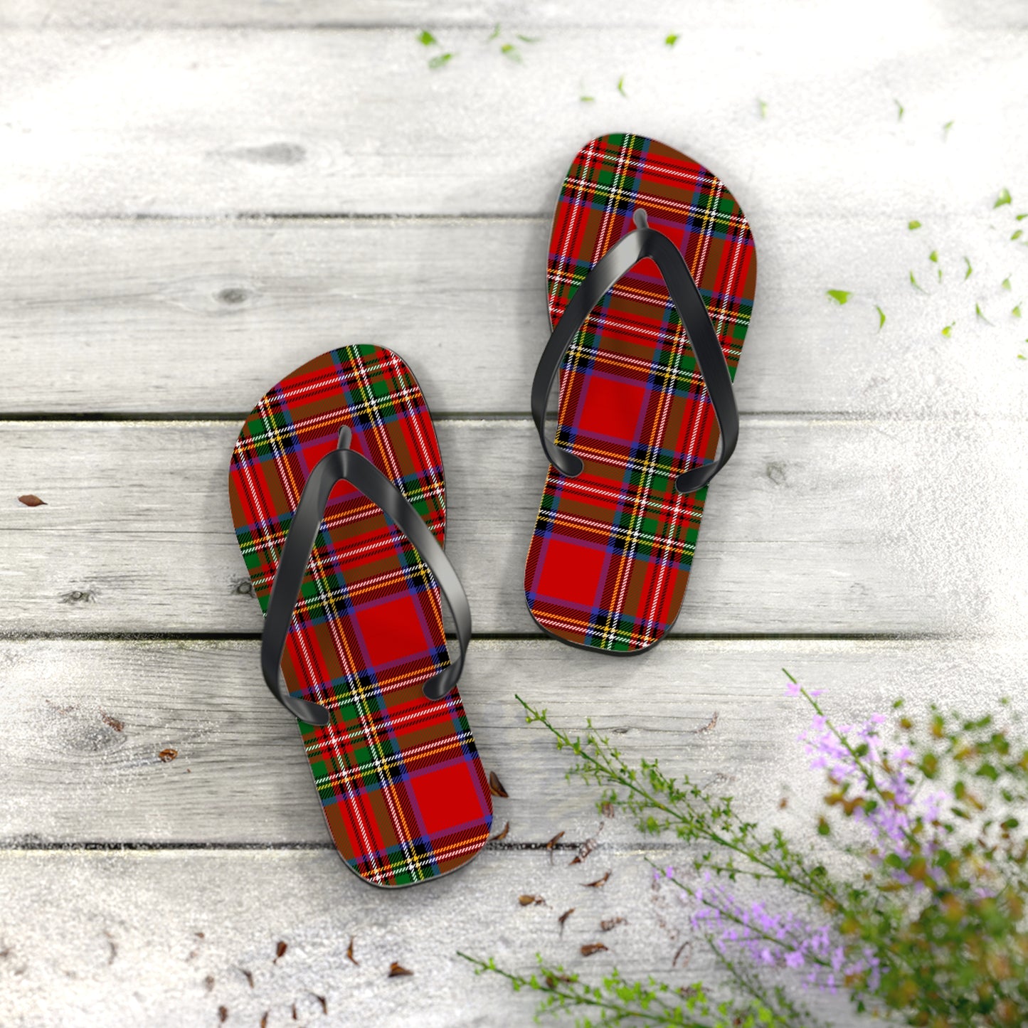 True Holiday Royal Stewart Tartan Plaid Flip Flops