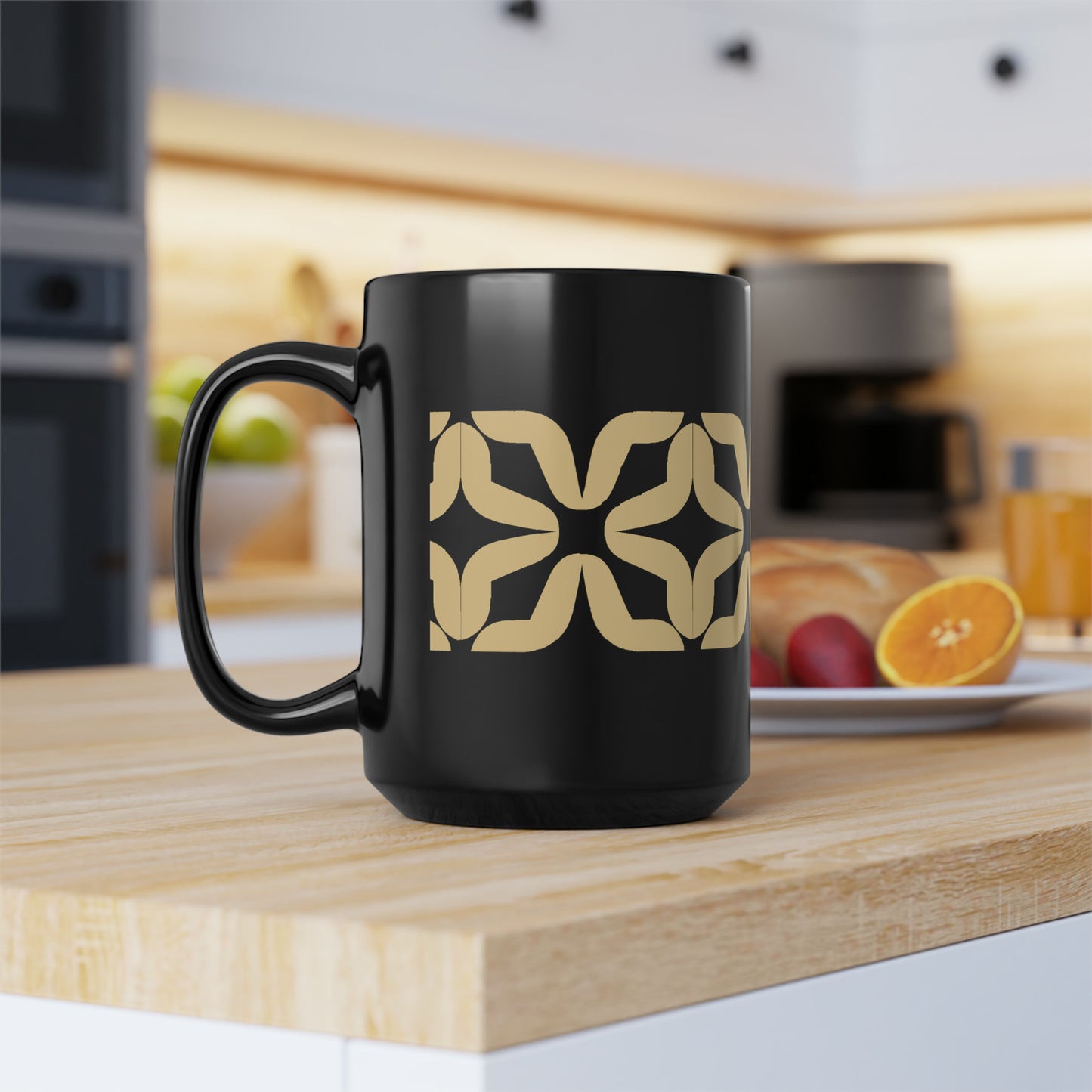 True Holiday Honeybee Yellow Solids Black Mug, 15oz