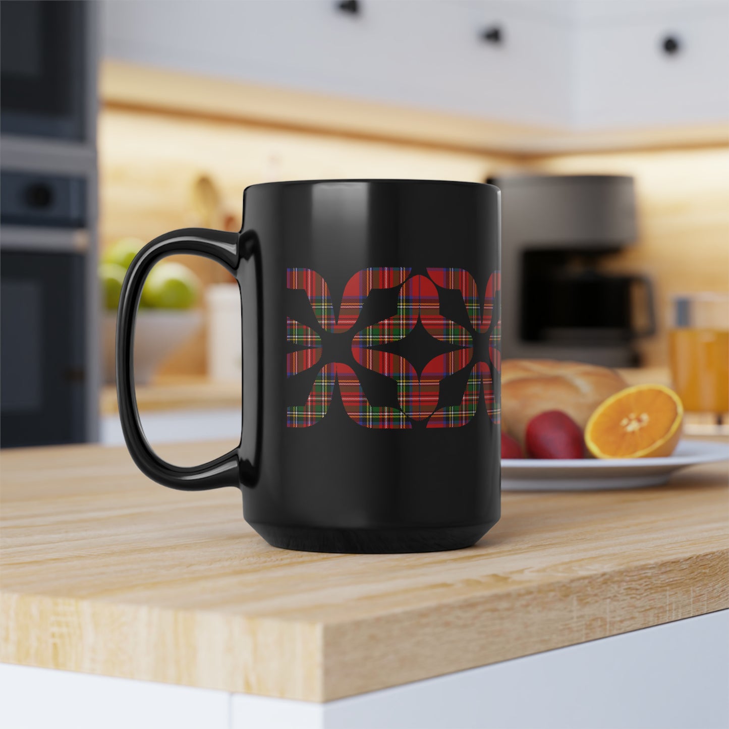 True Holiday Royal Stewart Tartan Plaid Black Mug, 15oz