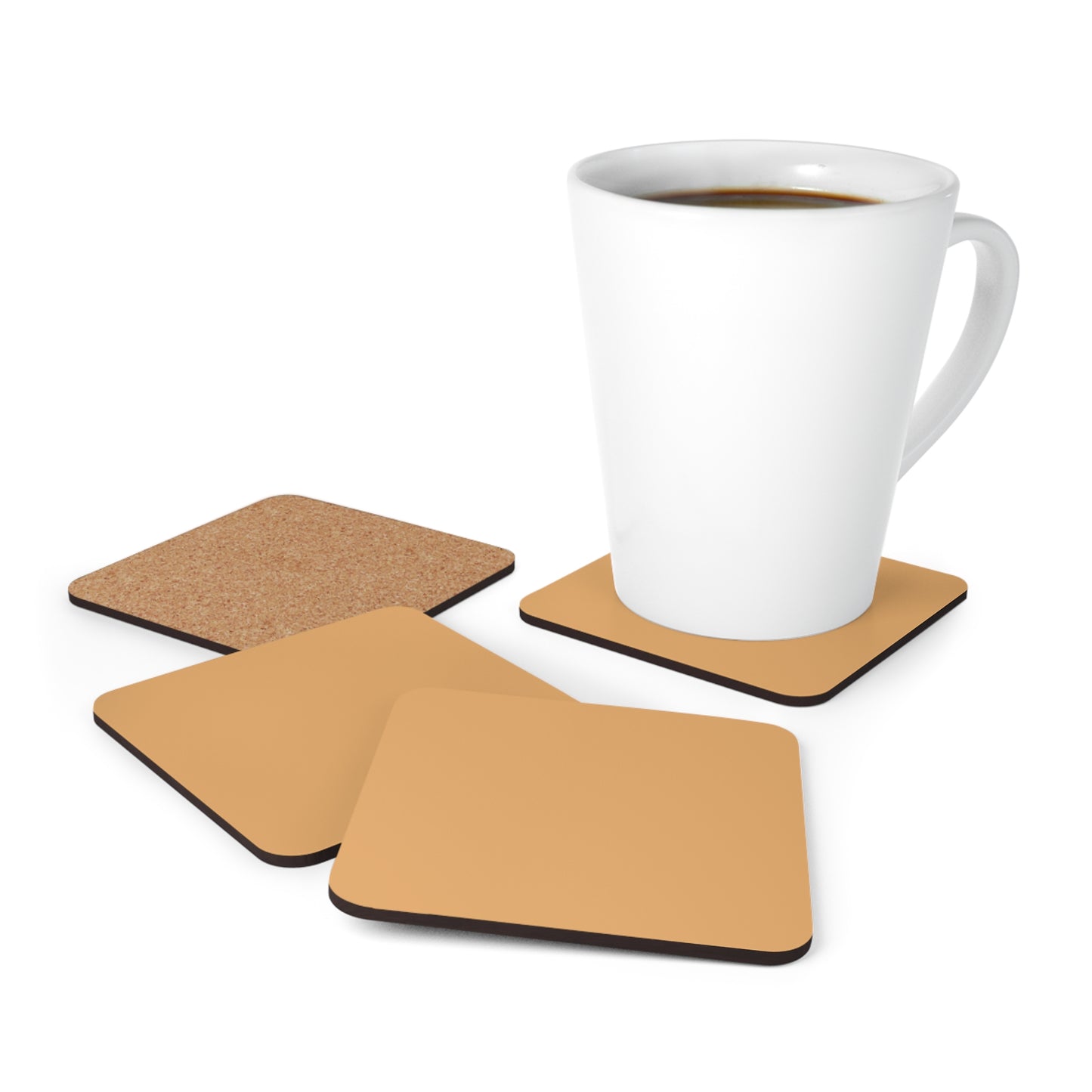 True Holiday Tiger Eye Yellow Solids Corkwood Coaster Set