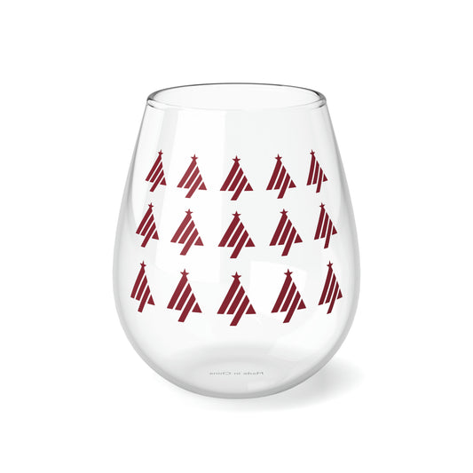True Holiday Candy Cane Red Solids 11.75oz Stemless Wine Glass