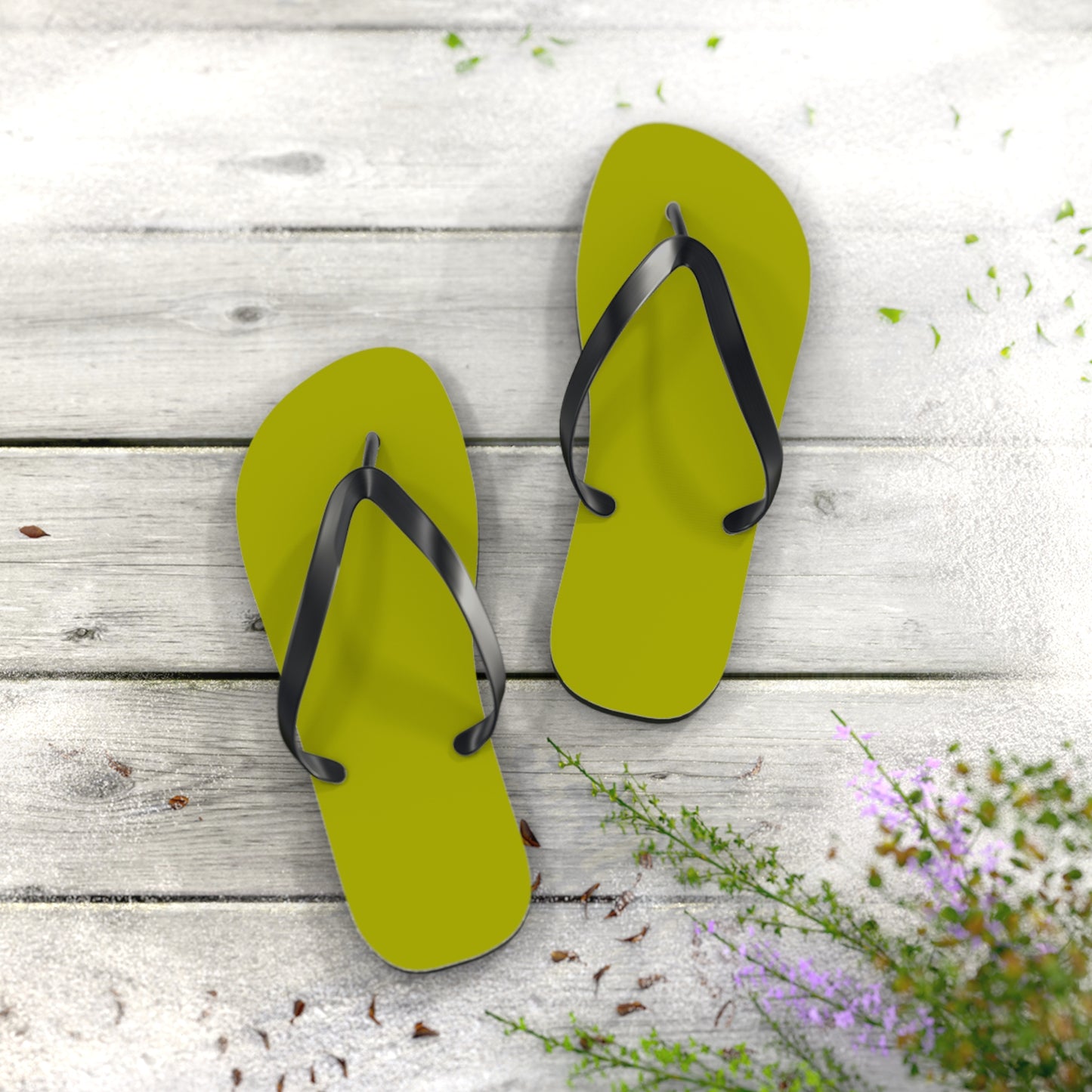 True Holiday Dark Lime Green Solids Flip Flops