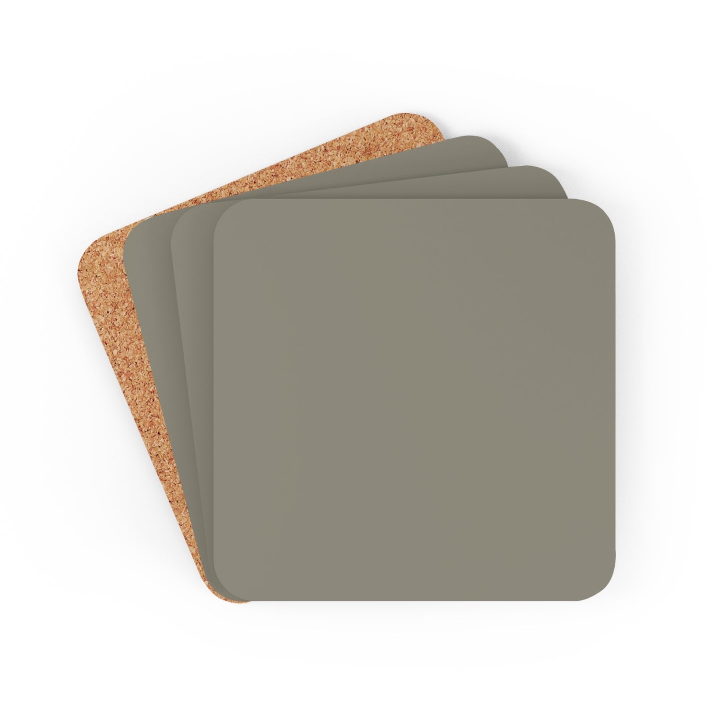 True Holiday Antique Pewter Green Solids Corkwood Coaster Set