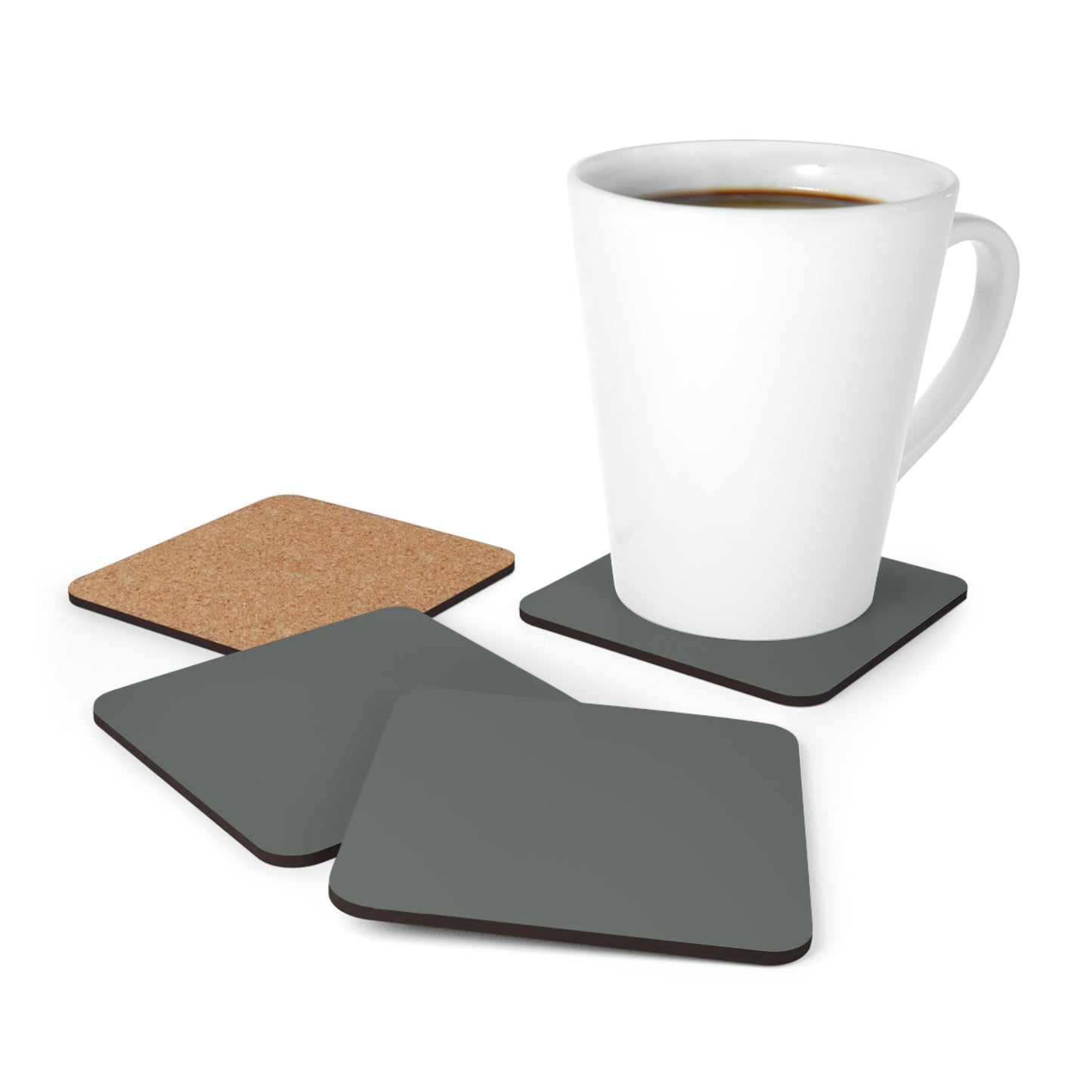 True Holiday Kitty Gray Gray Solids Corkwood Coaster Set