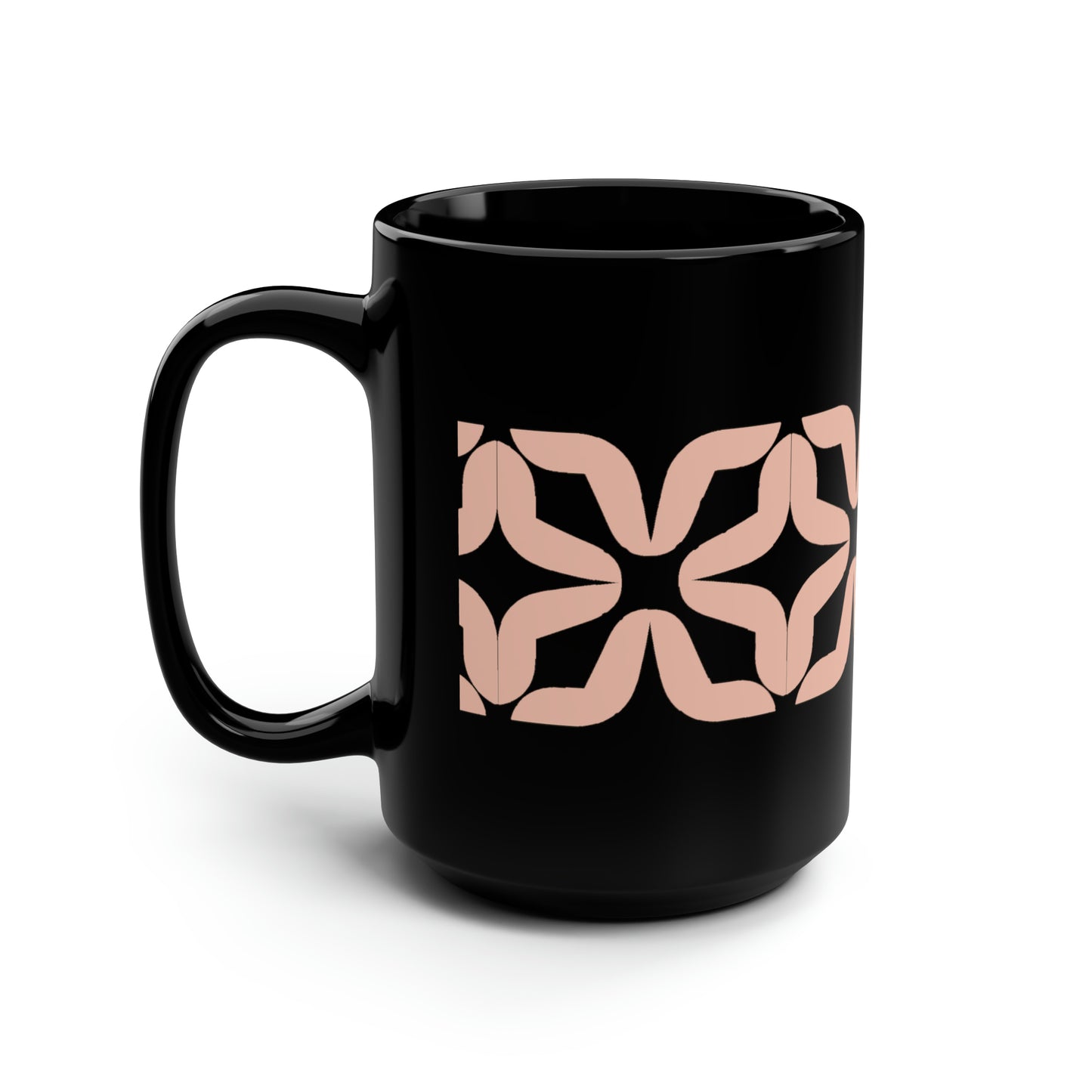 True Holiday Teacup Rose Orange Solids Black Mug, 15oz