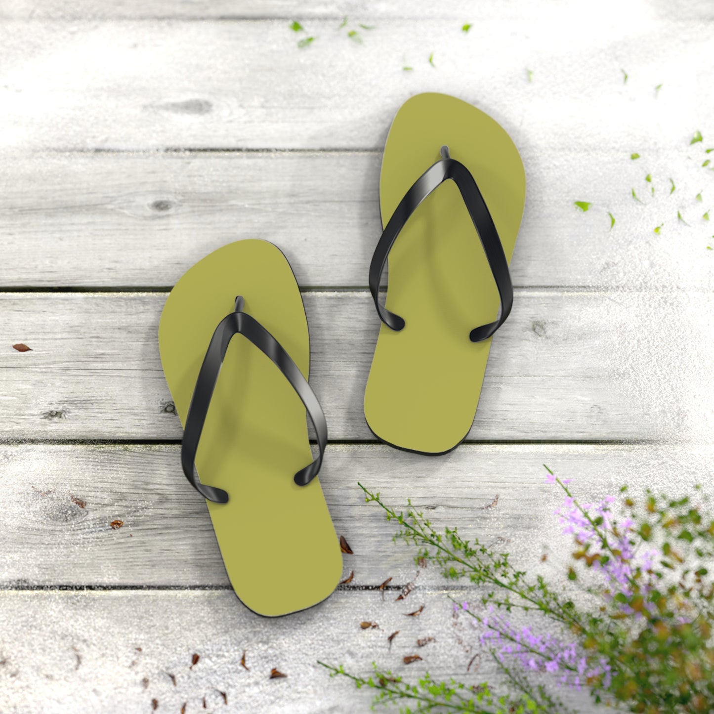 True Holiday Perennial Green Solids Flip Flops