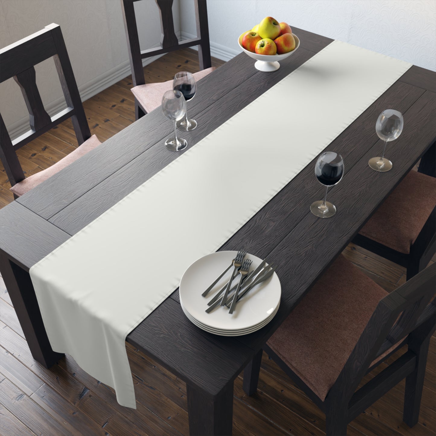 True Holiday White Heron White Solids Table Runner