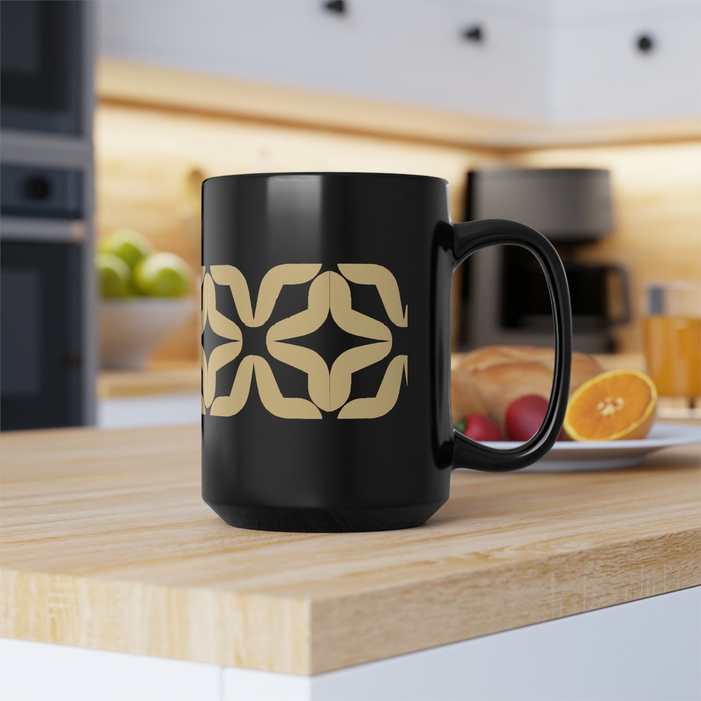 True Holiday Honeybee Yellow Solids Black Mug, 15oz