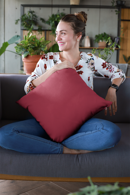 True Holiday Candy Cane Red Solids 20" Square Throw Pillow