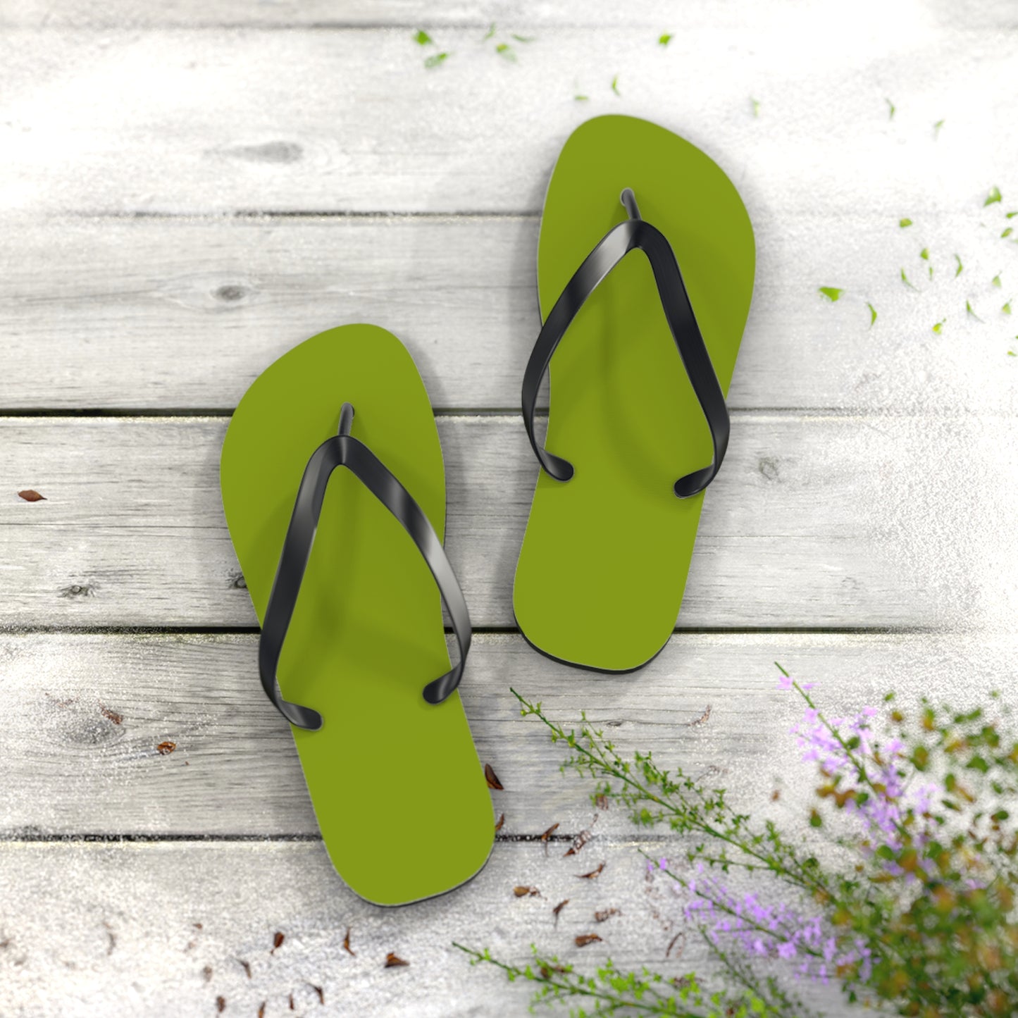 True Holiday Iguana Green Solids Flip Flops