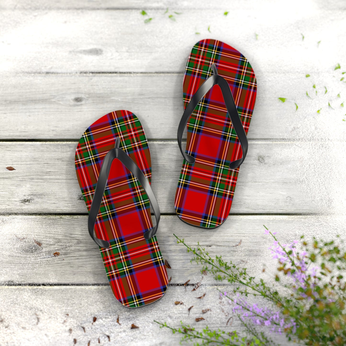 True Holiday Royal Stewart Tartan Plaid Flip Flops
