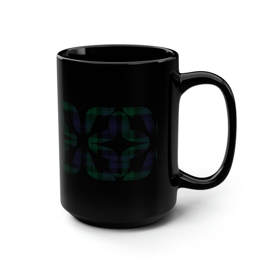 True Holiday Black Watch Tartan Plaid Black Mug, 15oz