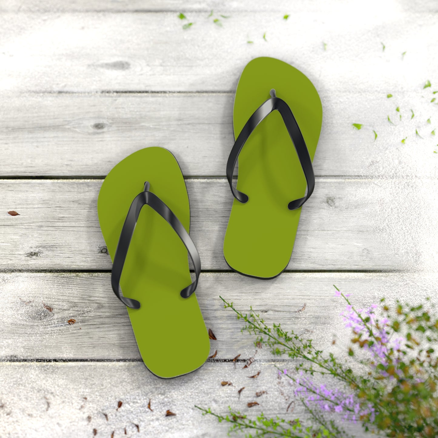 True Holiday Iguana Green Solids Flip Flops