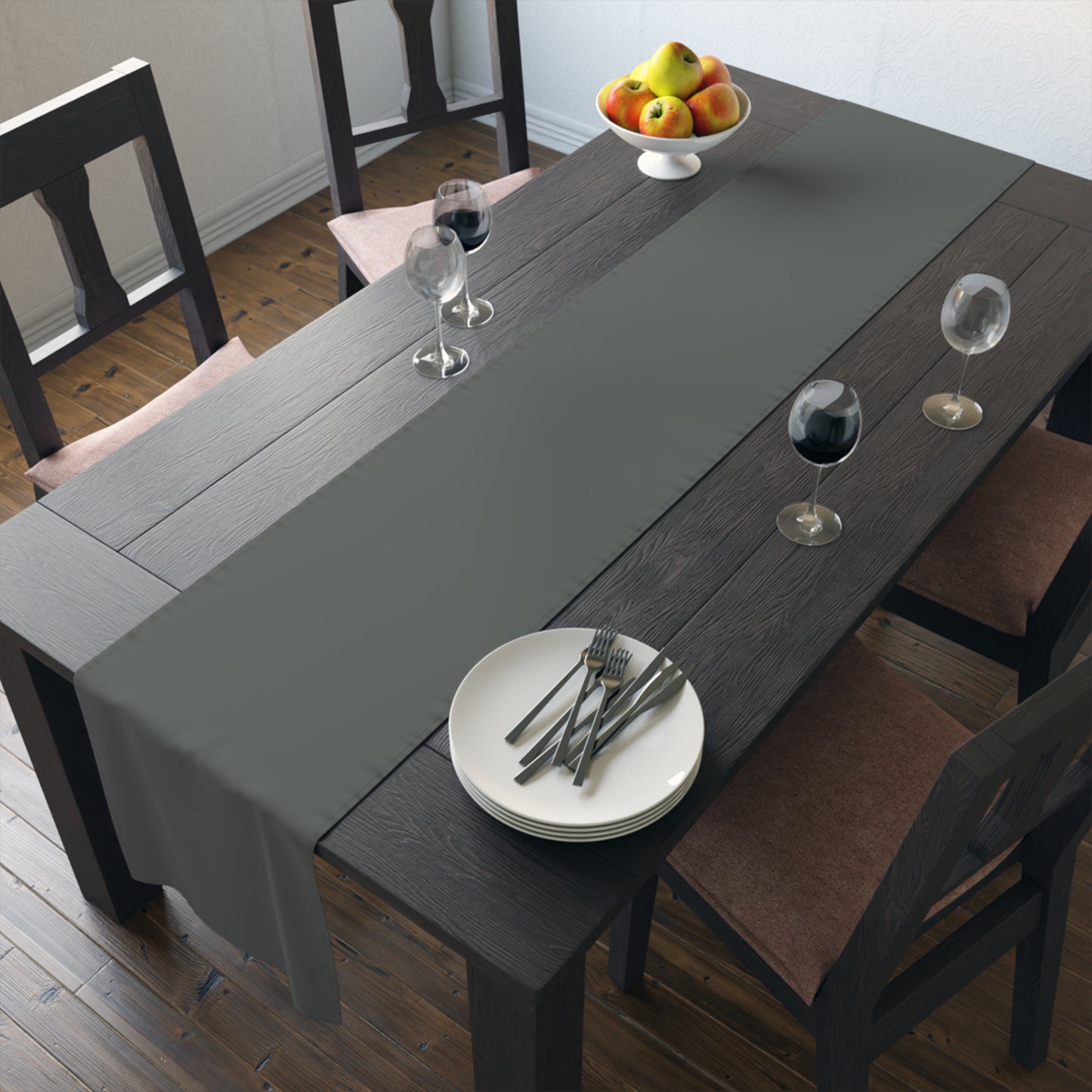 True Holiday Kitty Gray Gray Solids Table Runner