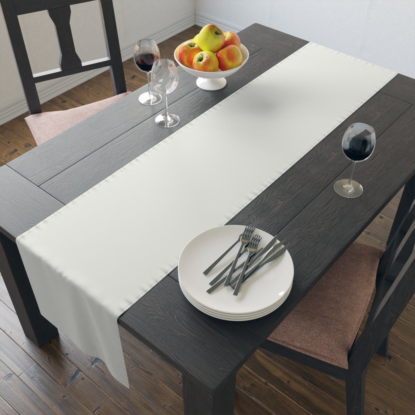 True Holiday White Heron White Solids Table Runner