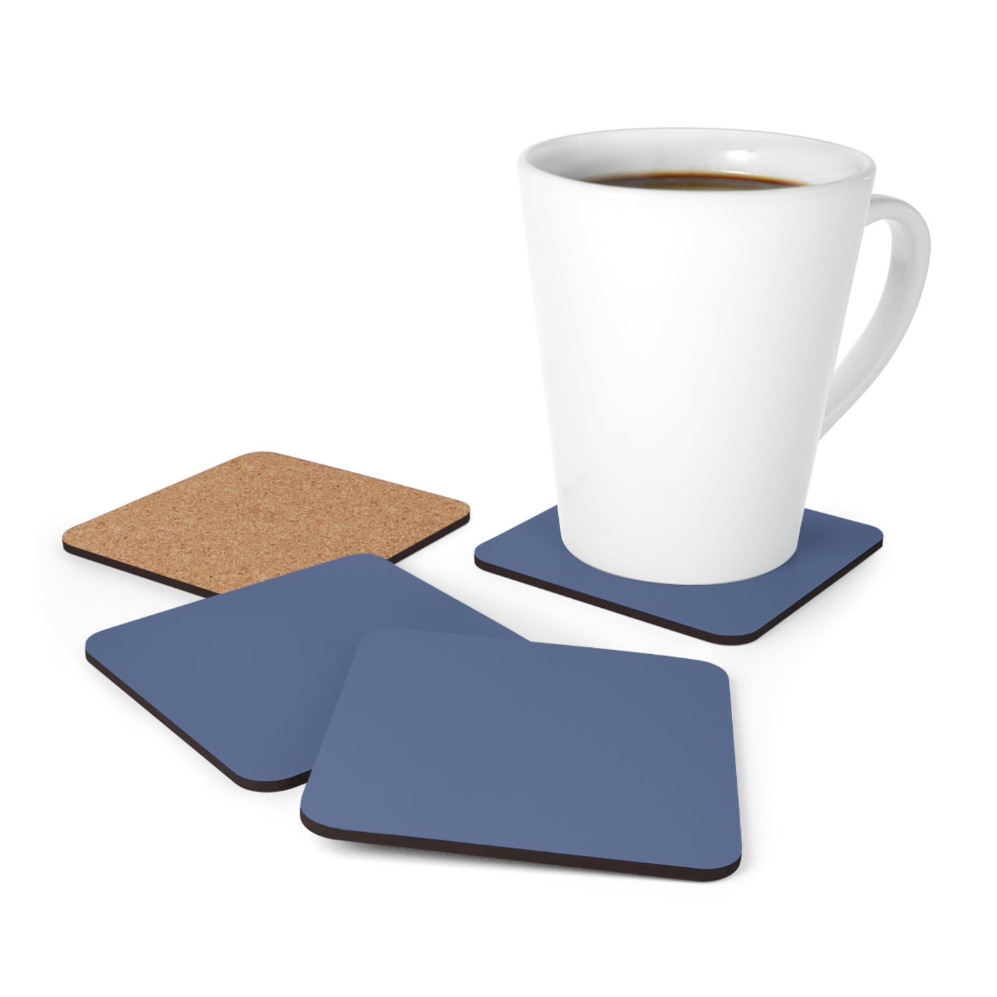 True Holiday Blue Nova Blue Solids Corkwood Coaster Set
