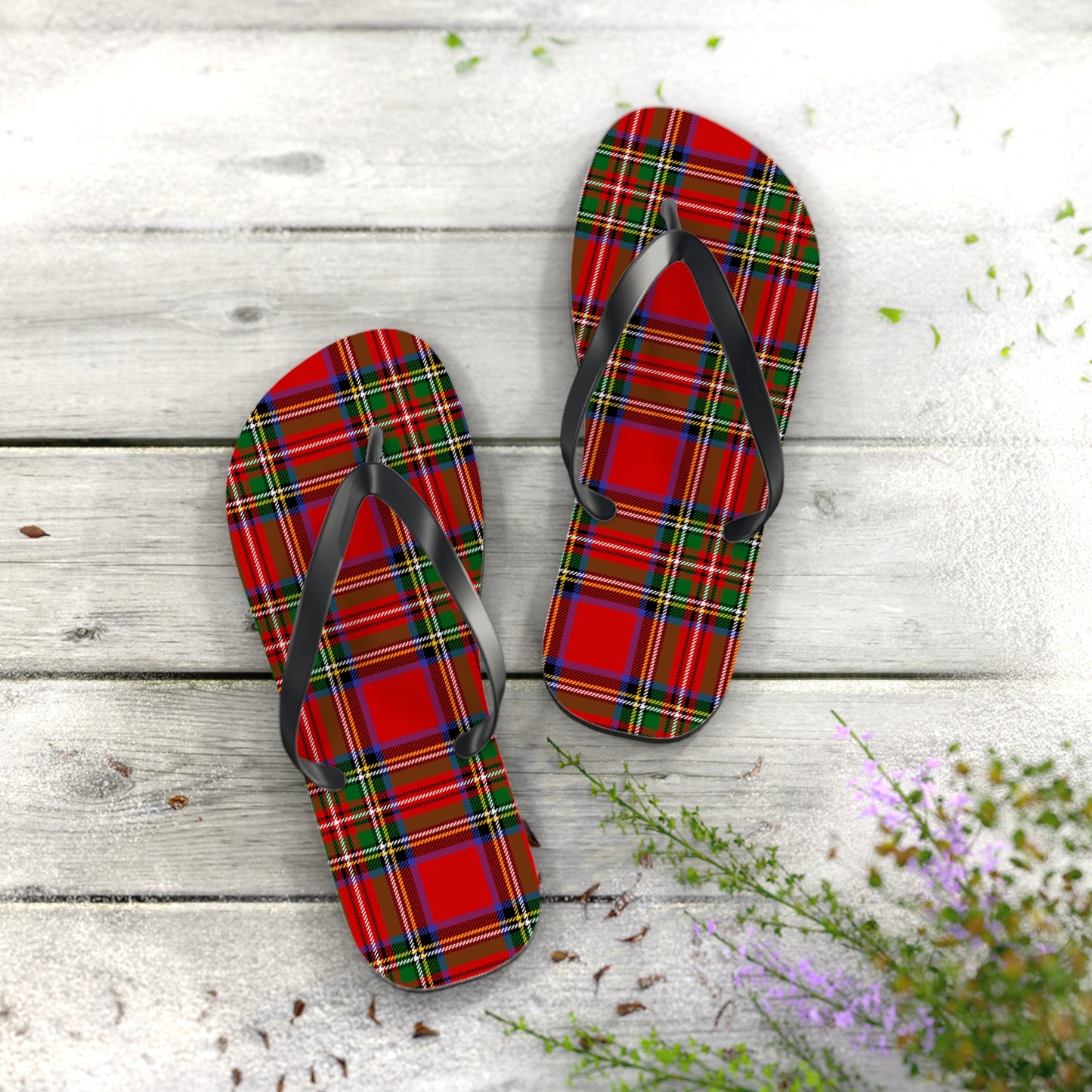 True Holiday Royal Stewart Tartan Plaid Flip Flops