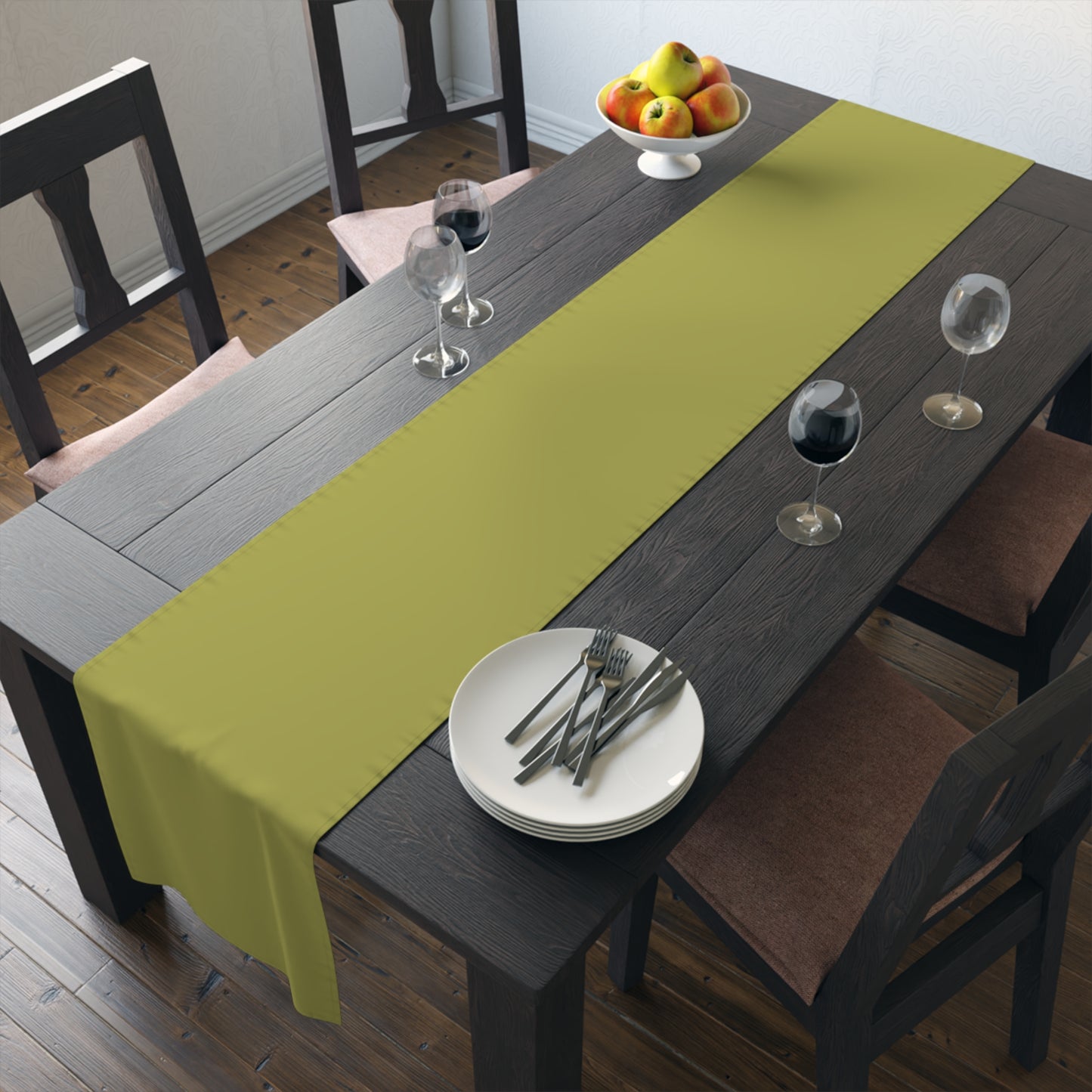True Holiday Perennial Green Solids Table Runner