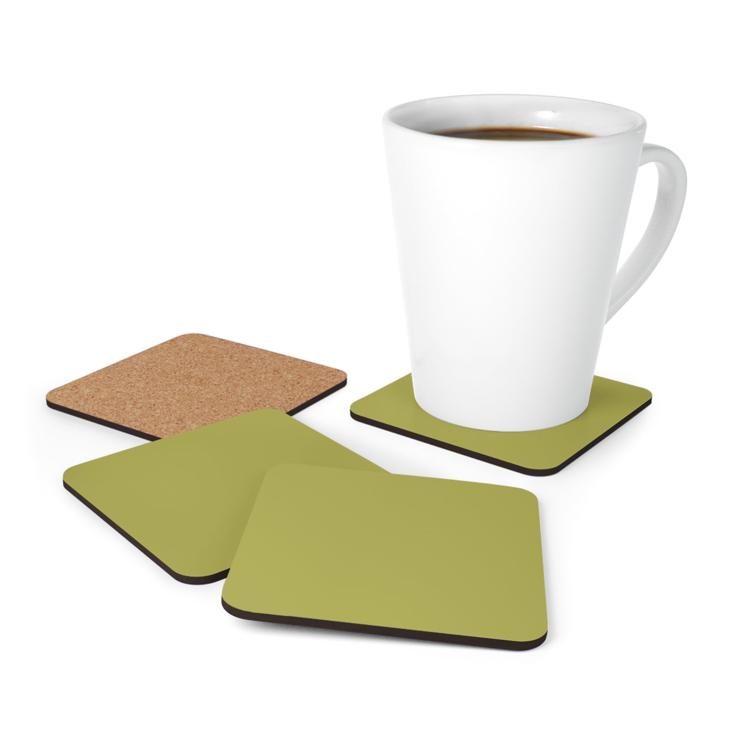 True Holiday Perennial Green Solids Corkwood Coaster Set