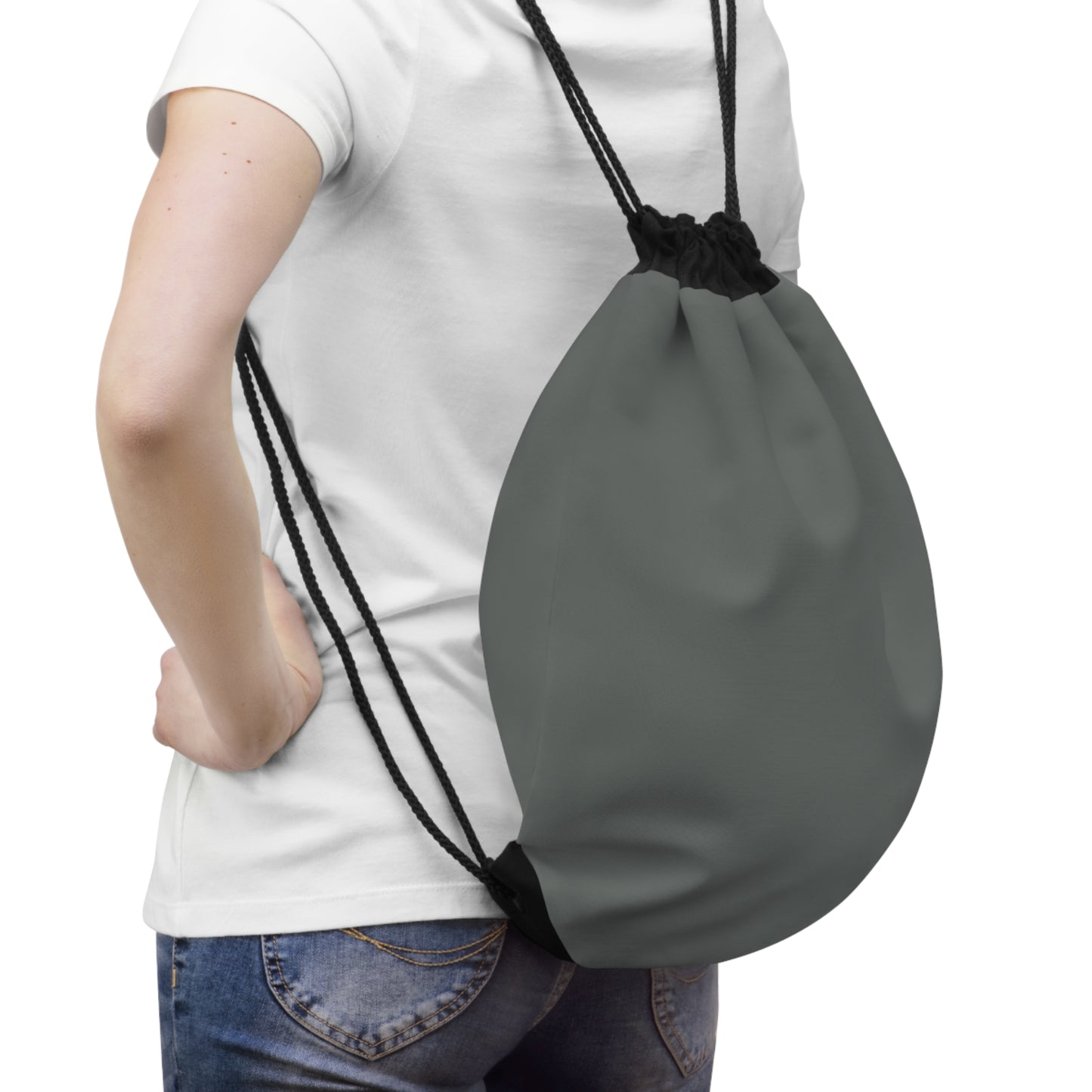True Holiday Kitty Gray Gray Solids Drawstring Bag
