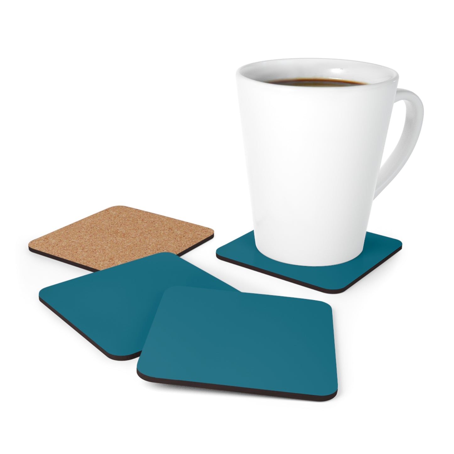 True Holiday Deep Ocean Blue Solids Corkwood Coaster Set
