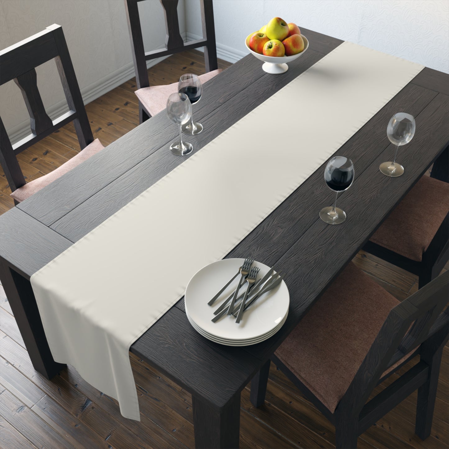 True Holiday Swiss Coffee White Solids Table Runner
