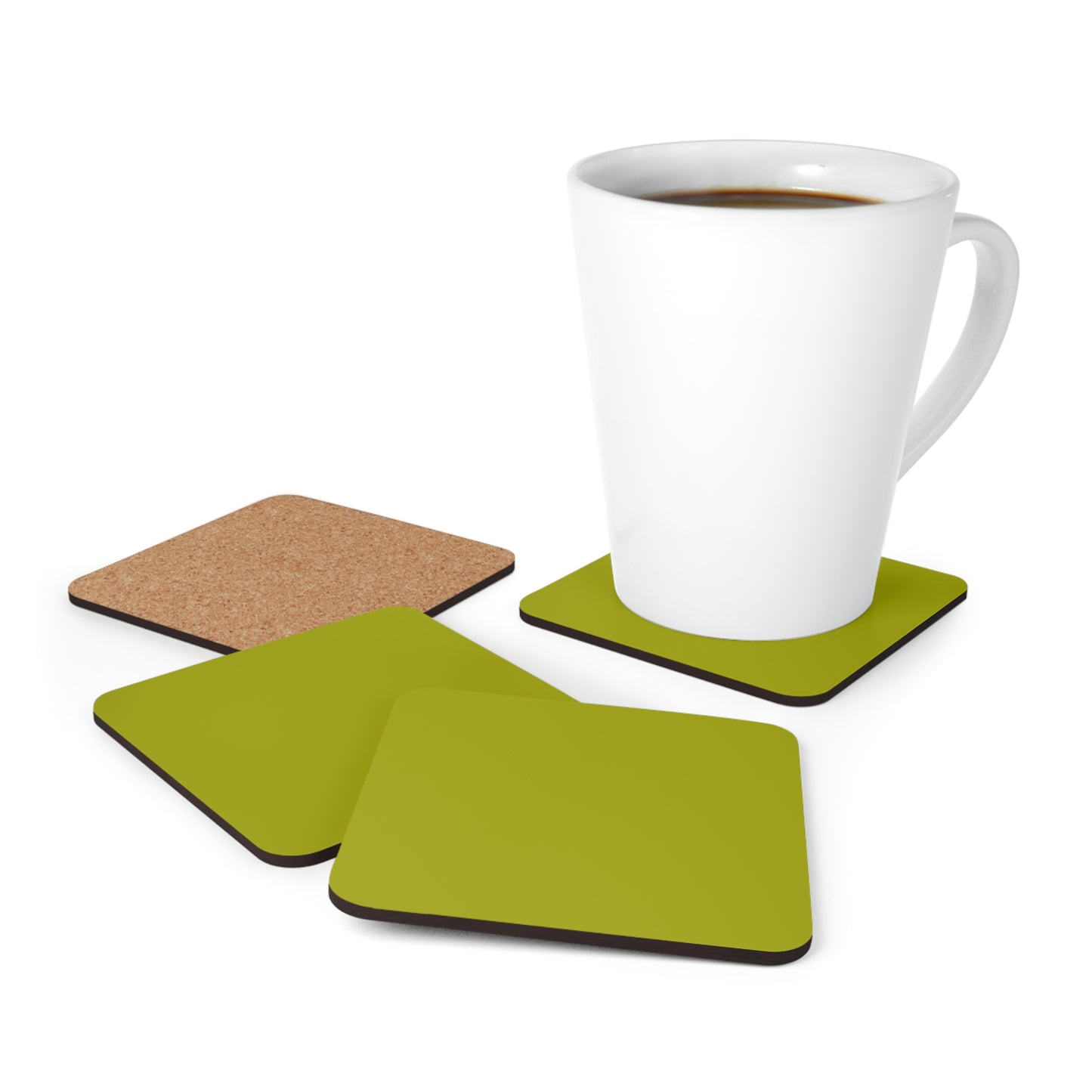True Holiday Dark Lime Green Solids Corkwood Coaster Set