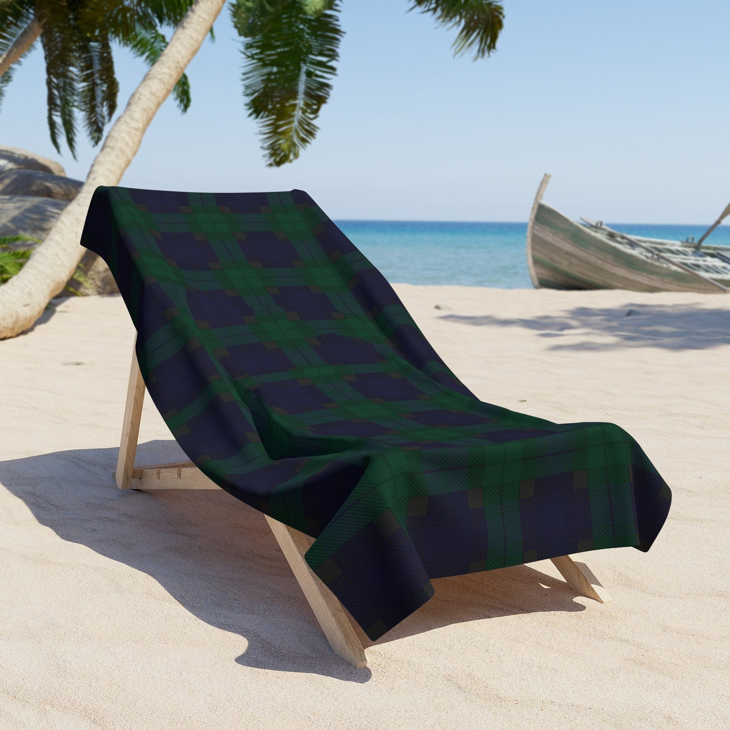 True Holiday Black Watch Tartan Plaid Beach & Pool Towel
