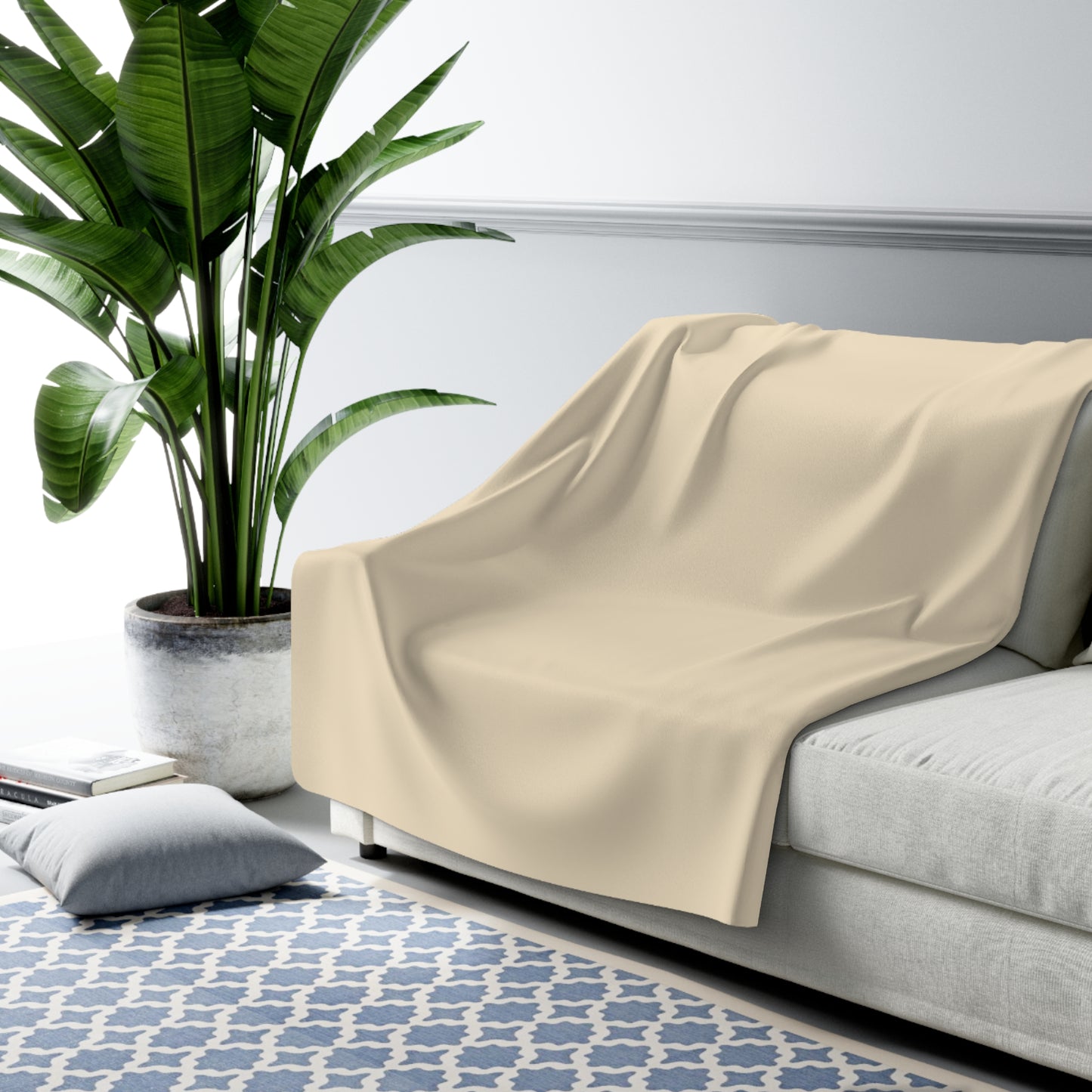 True Holiday Ivory Lustre Yellow Solids Throw Blanket