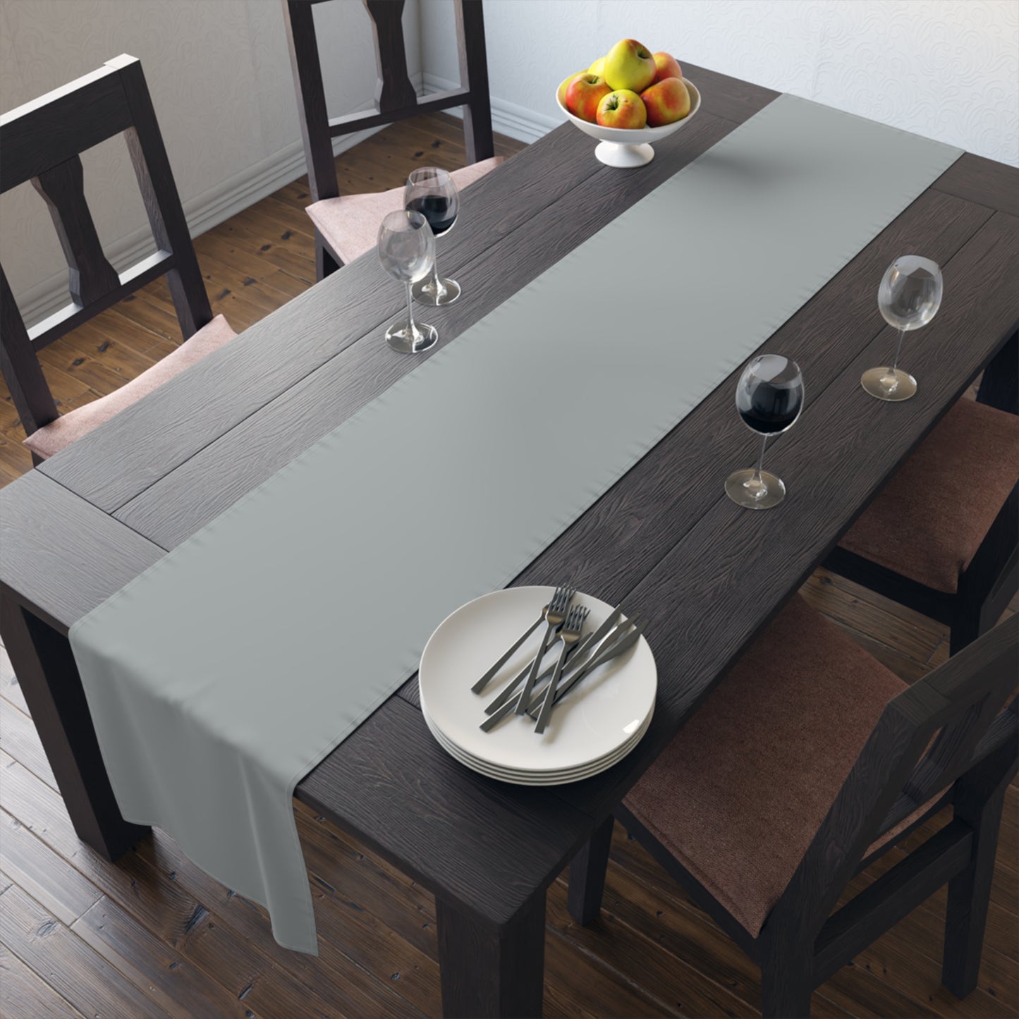 True Holiday Marina Gray Gray Solids Table Runner
