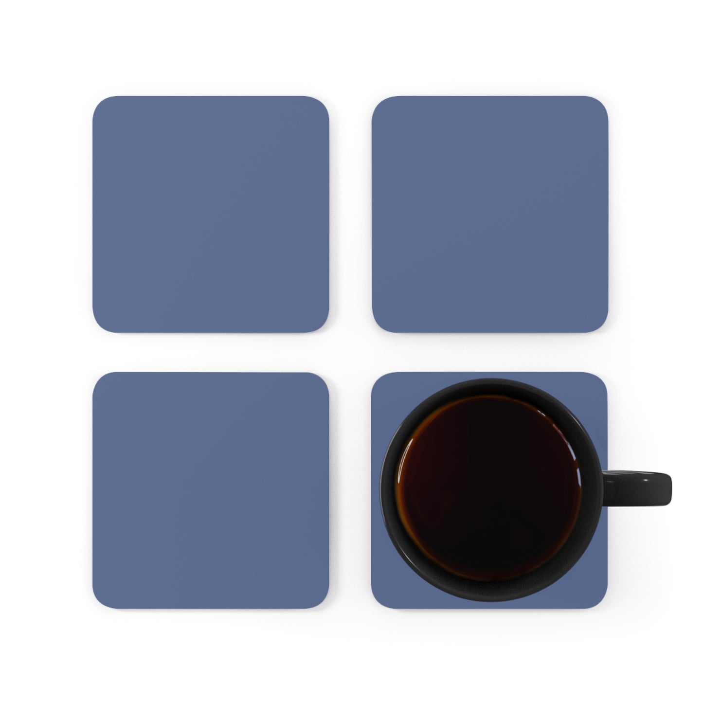 True Holiday Blue Nova Blue Solids Corkwood Coaster Set