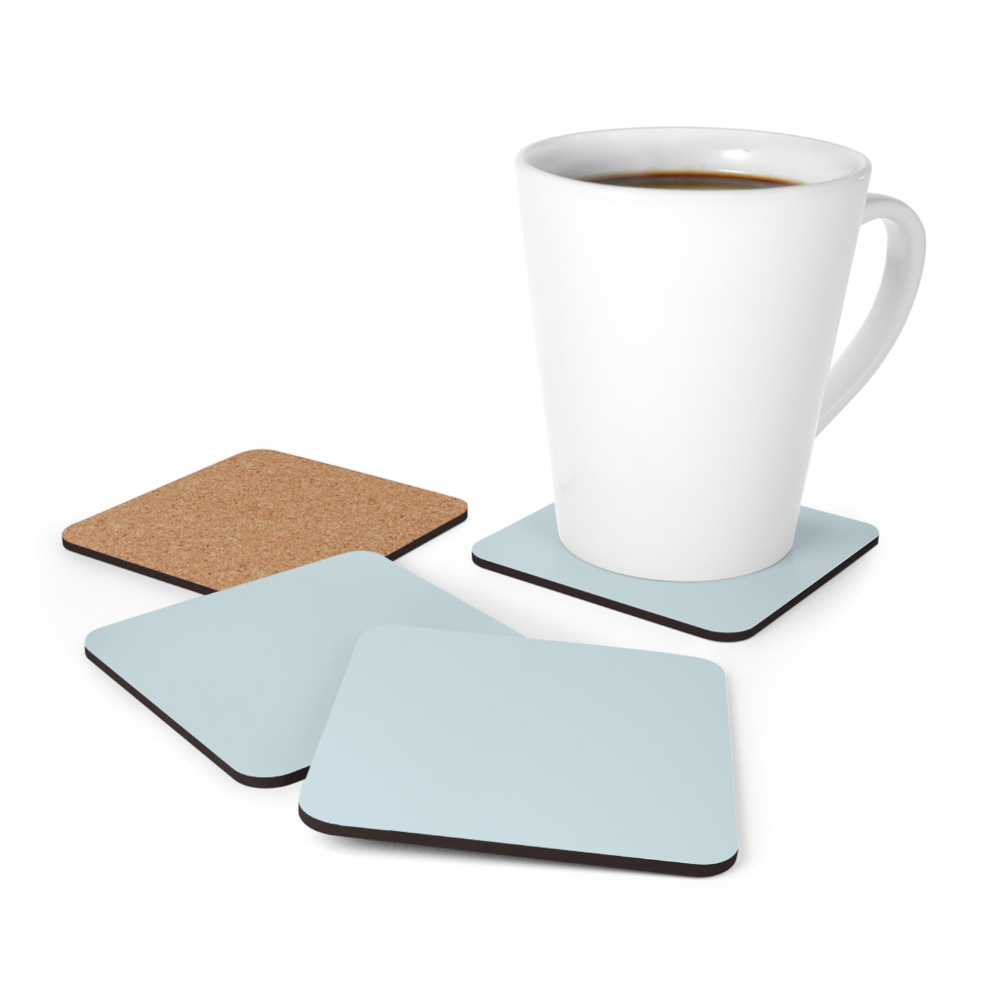 True Holiday Polar Sky Blue Solids Corkwood Coaster Set