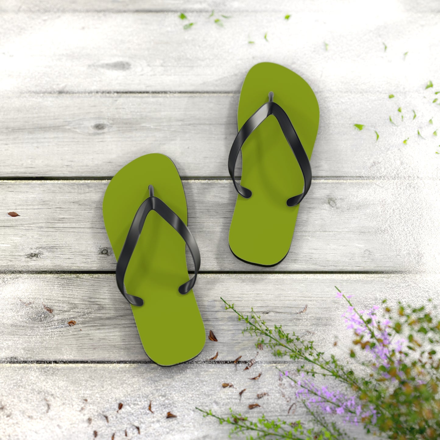 True Holiday Iguana Green Solids Flip Flops