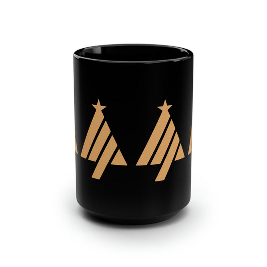 True Holiday Tiger Eye Yellow Solids Black Mug, 15oz