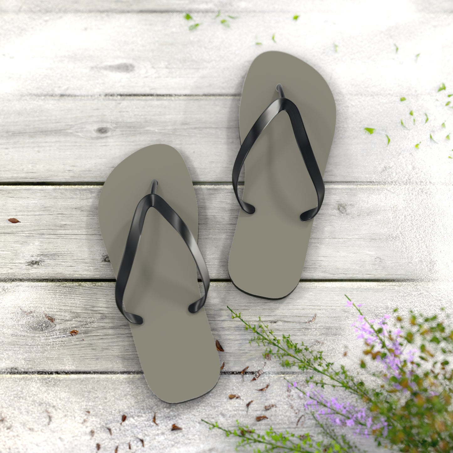True Holiday Antique Pewter Green Solids Flip Flops