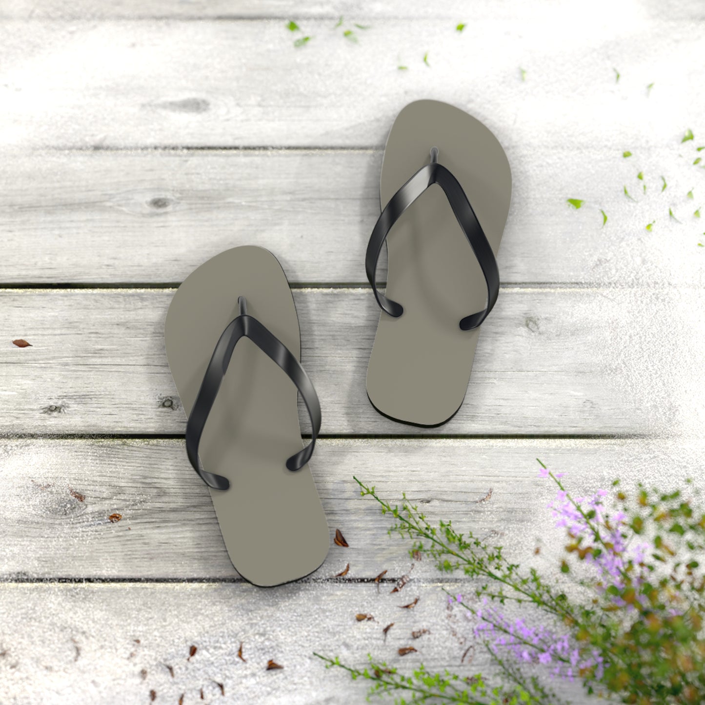 True Holiday Antique Pewter Green Solids Flip Flops