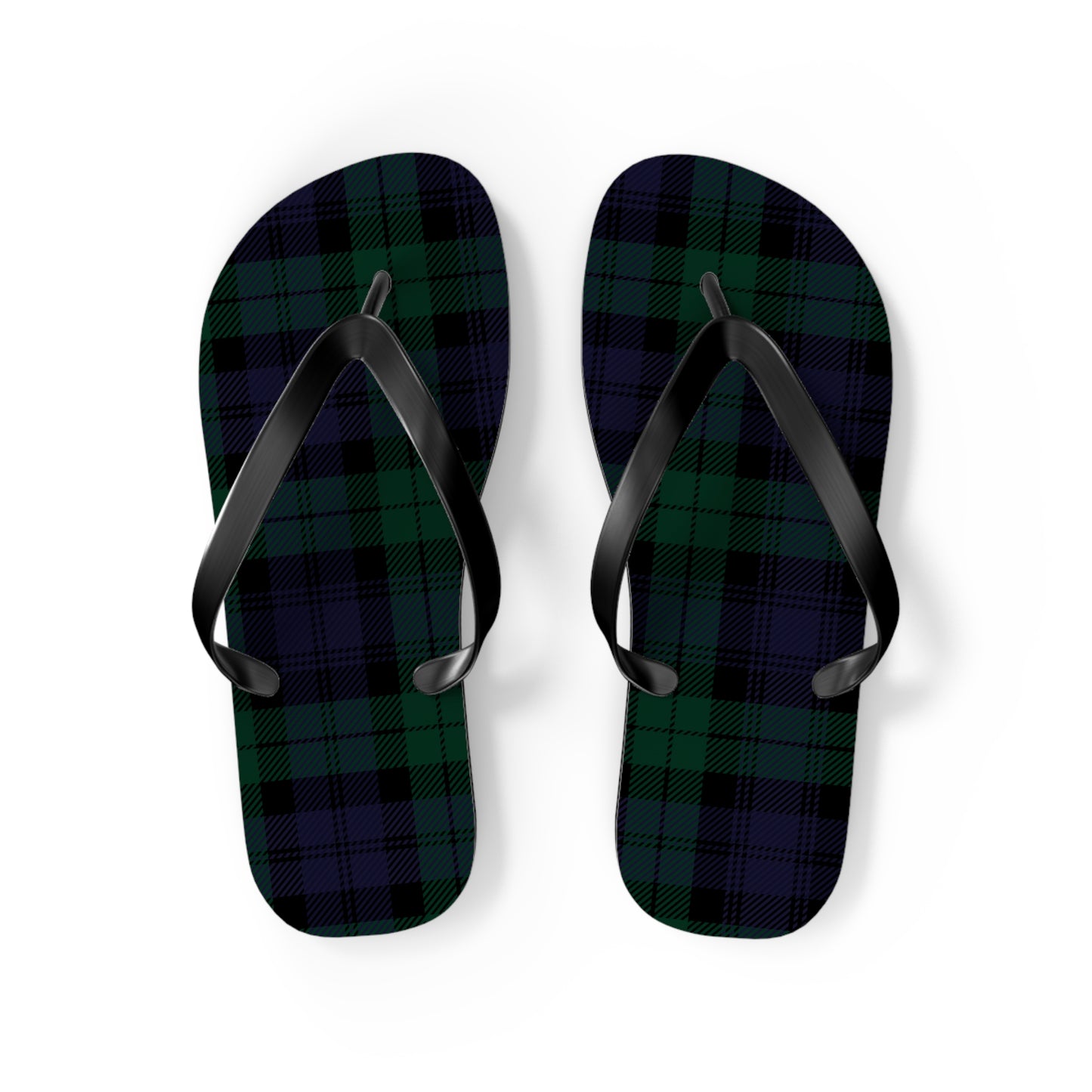 True Holiday Black Watch Tartan Plaid Flip Flops