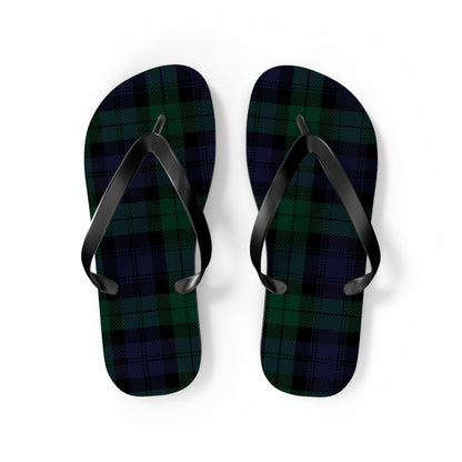 True Holiday Black Watch Tartan Plaid Flip Flops
