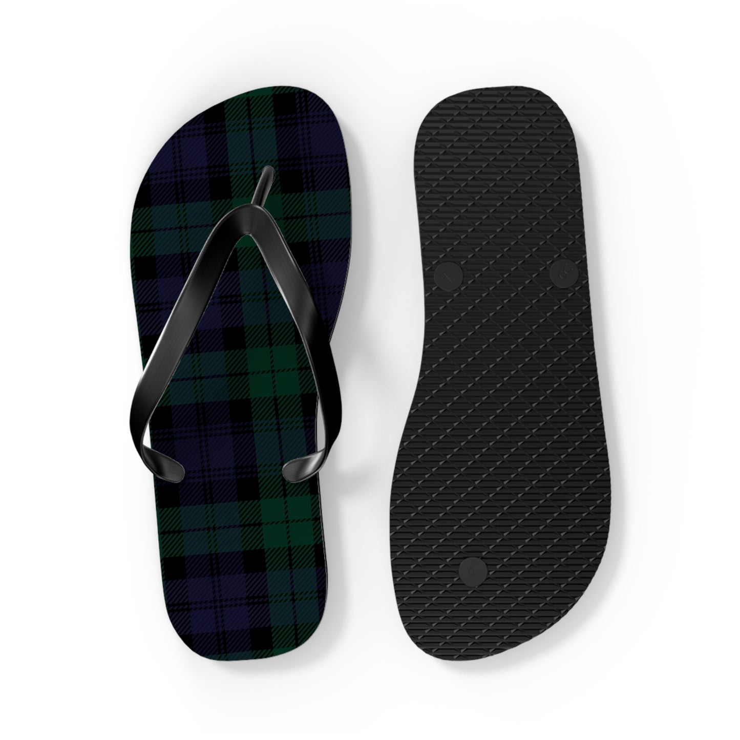 True Holiday Black Watch Tartan Plaid Flip Flops