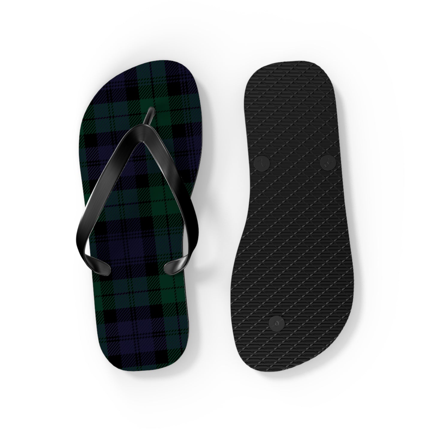 True Holiday Black Watch Tartan Plaid Flip Flops