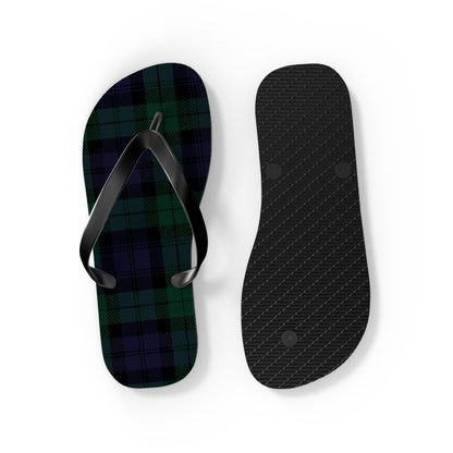 True Holiday Black Watch Tartan Plaid Flip Flops
