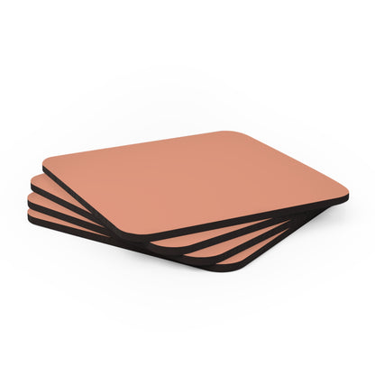 True Holiday Coral Spice Orange Solids Corkwood Coaster Set