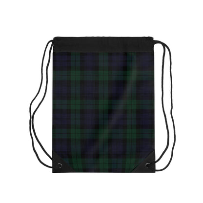 True Holiday Black Watch Tartan Plaid Drawstring Bag